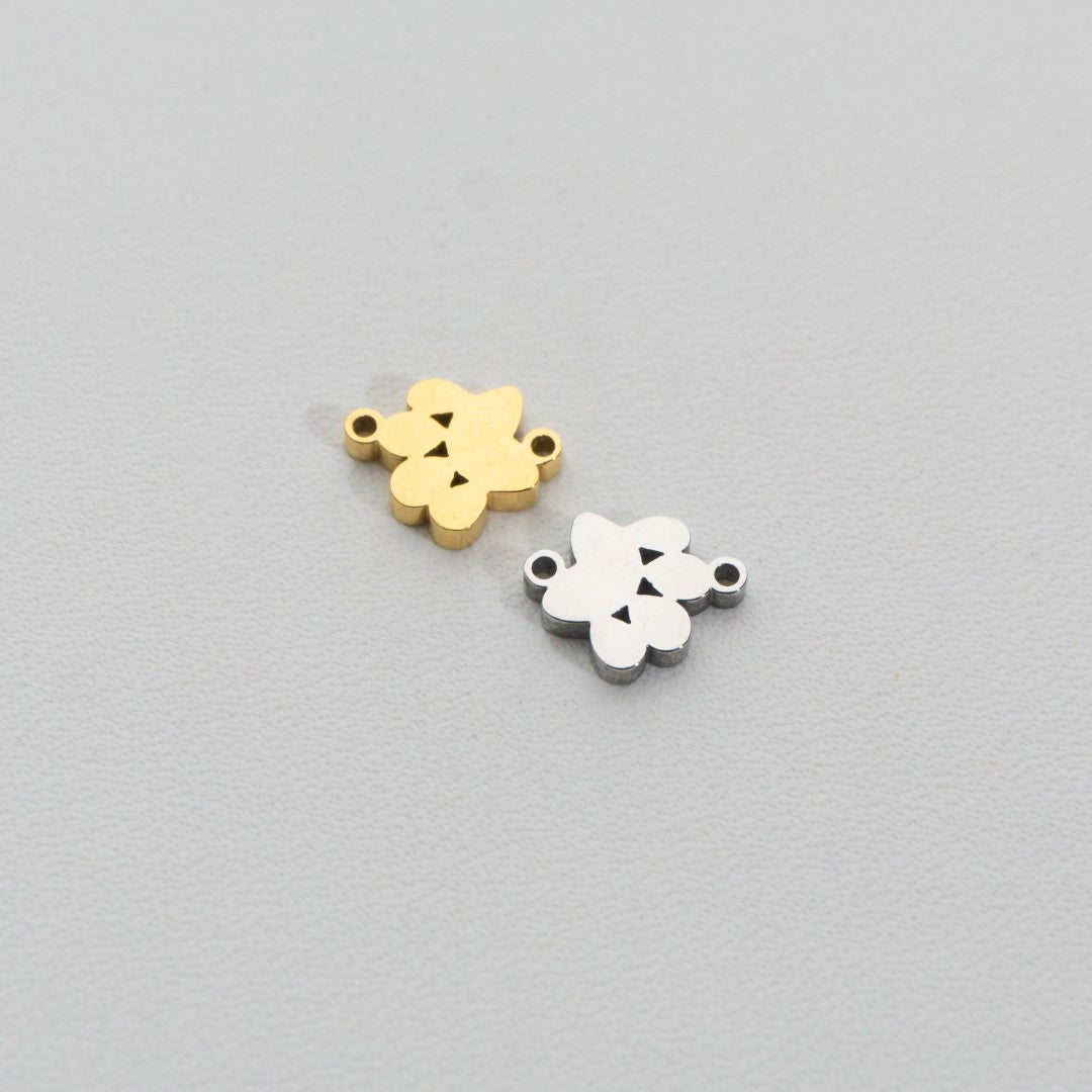 Mini Plain Animal Paw Connector Stainless Steel PVD Gold Plated Liontin Konektor Telapak Kaki Hewan Hypoallergenic
