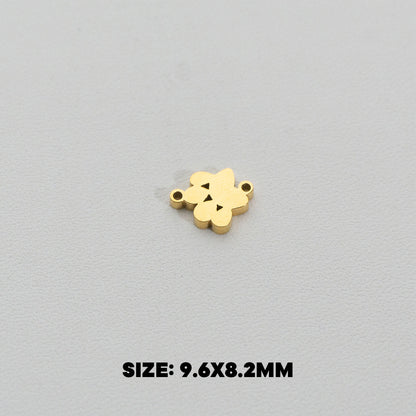 Mini Plain Animal Paw Connector Stainless Steel PVD Gold Plated Liontin Konektor Telapak Kaki Hewan Hypoallergenic