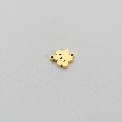 Mini Plain Animal Paw Connector Stainless Steel PVD Gold Plated Liontin Konektor Telapak Kaki Hewan Hypoallergenic