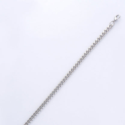 (21cm) Silver Miami Cuban Men's Bracelet Stainless Steel PVD Gold Plated Rantai Gelang Pria Hypoallergenic