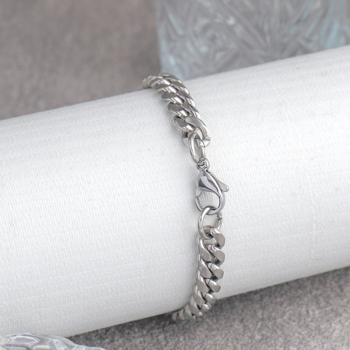 (21cm) Silver Miami Cuban Men's Bracelet Stainless Steel PVD Gold Plated Rantai Gelang Pria Hypoallergenic