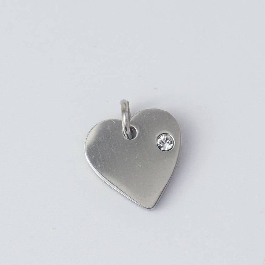 (1.2cm) Silver Heart Charm Stainless Steel Liontin Hati Mata Satu Hypoallergenic