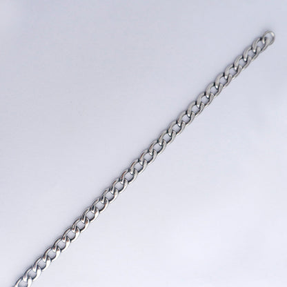 (21cm) Silver Curb Cuban Men's Bracelet Stainless Steel PVD Gold Plated Rantai Gelang Pria Hypoallergenic