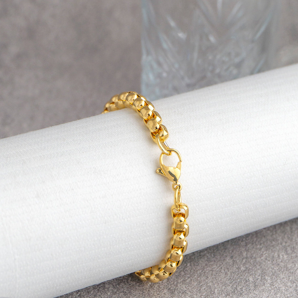 (18cm) Minimalist Miami Cuban Men's Bracelet Stainless Steel PVD Gold Plated Rantai Gelang Pria Hypoallergenic