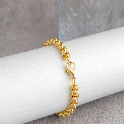 (18cm) Minimalist Miami Cuban Men's Bracelet Stainless Steel PVD Gold Plated Rantai Gelang Pria Hypoallergenic