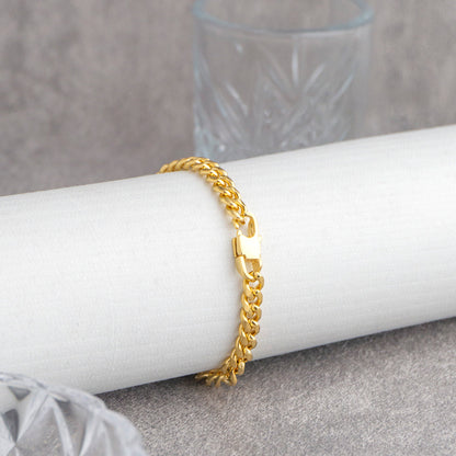 (21cm) Minimalist Miami Curb Cuban Men's Bracelet Stainless Steel PVD Gold Plated Rantai Gelang Pria Hypoallergenic