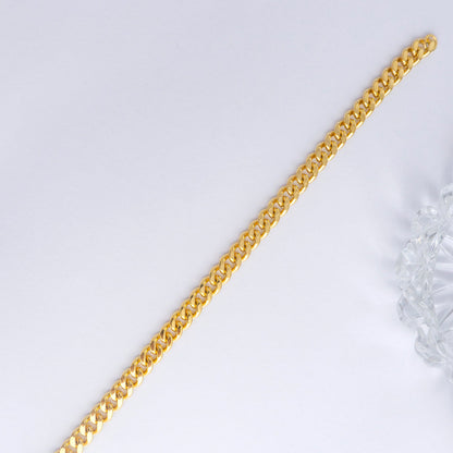 (21cm) Miami Curb Cuban Men's Bracelet Stainless Steel PVD Gold Plated Rantai Gelang Pria Hypoallergenic