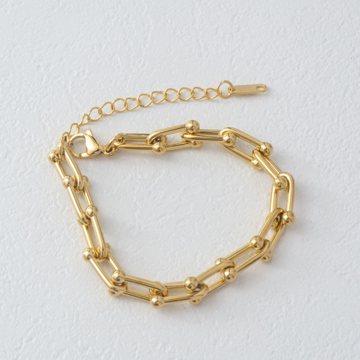 (17.5cm) Statement U Link Chain Bracelet Stainless Steel PVD Gold Plated Gelang Rantai Hypoallergenic