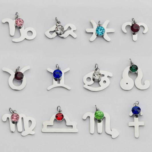 Colorful Zodiac Sign Pendant Stainless Steel PVD Gold Plated Liontin Zodiak Besar Hypoallergenic