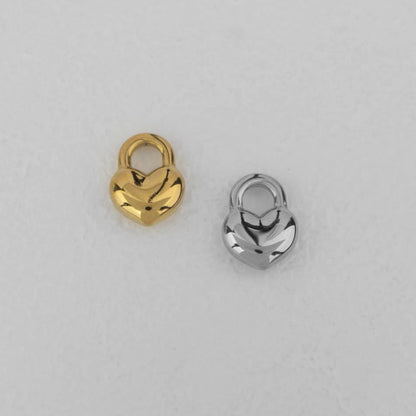 (1.4cm) Heart Love Lock Pendant Stainless Steel PVD Gold Plated Liontin Hati Gembok Hypoallergenic