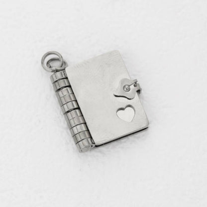 (19mm) Openable Turn Page Dairy Book Pendant Stainless Steel PVD Gold Plated Liontin Buku Harian Hypoallergenic