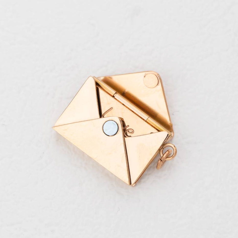 (20mm) Openable Love Letter Envelope Pendant Stainless Steel PVD Gold Plated Liontin Amplop Surat Cinta Hypoallergenic