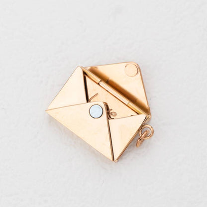 (20mm) Openable Love Letter Envelope Pendant Stainless Steel PVD Gold Plated Liontin Amplop Surat Cinta Hypoallergenic
