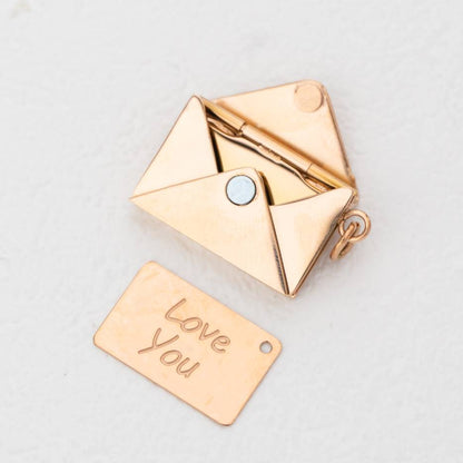 (20mm) Openable Love Letter Envelope Pendant Stainless Steel PVD Gold Plated Liontin Amplop Surat Cinta Hypoallergenic