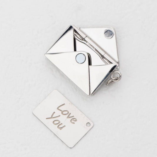 (20mm) Openable Love Letter Envelope Pendant Stainless Steel PVD Gold Plated Liontin Amplop Surat Cinta Hypoallergenic