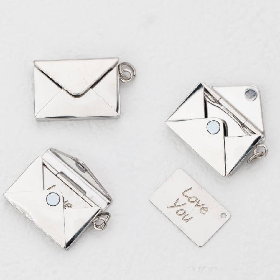 (20mm) Openable Love Letter Envelope Pendant Stainless Steel PVD Gold Plated Liontin Amplop Surat Cinta Hypoallergenic