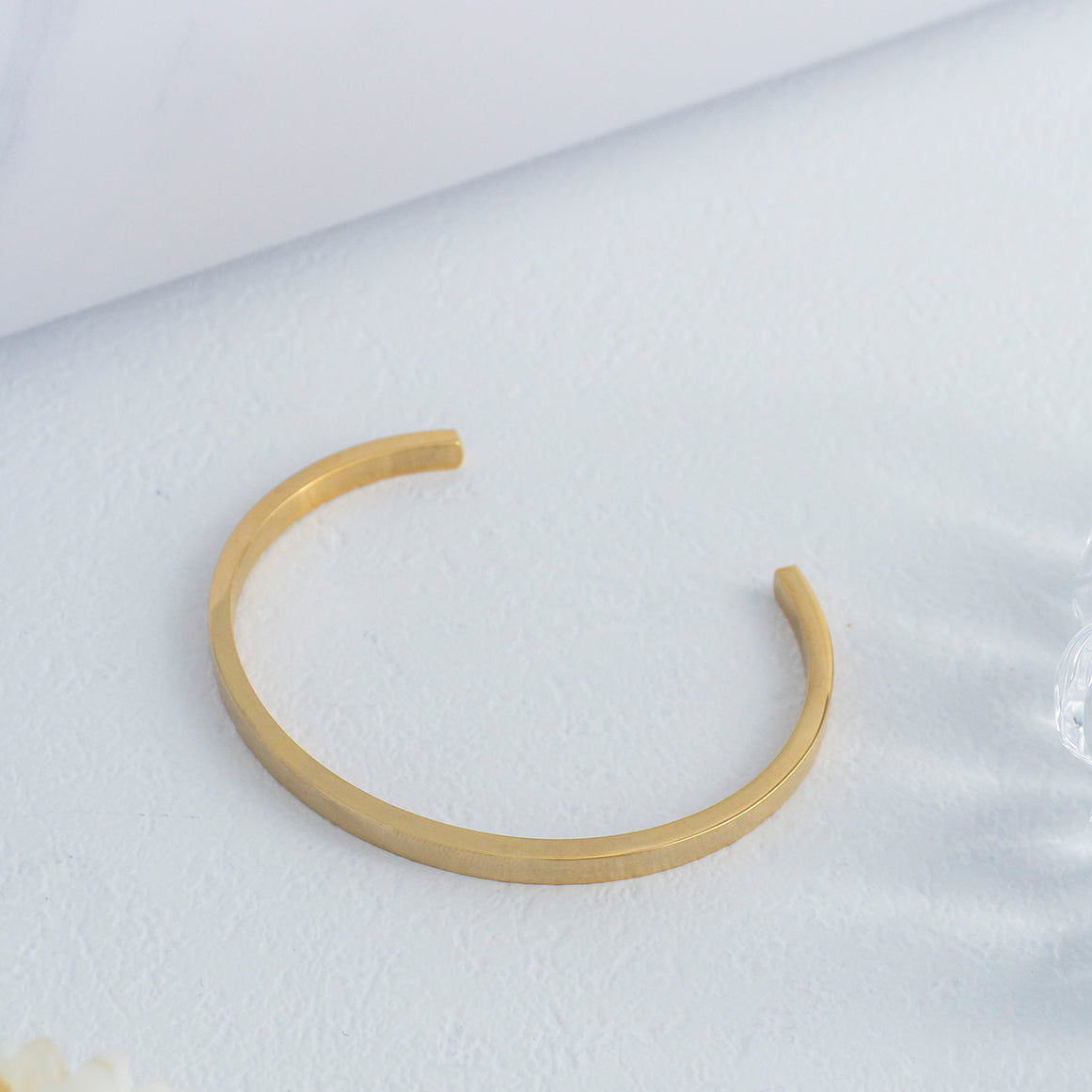 Minimalist Matte Open Cuff Bangle Bracelet Stainless Steel PVD Gold Plated Gelang Bangle Hypoallergenic