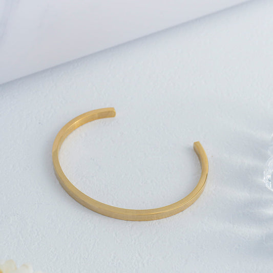 Minimalist Matte Open Cuff Bangle Bracelet Stainless Steel PVD Gold Plated Gelang Bangle Hypoallergenic
