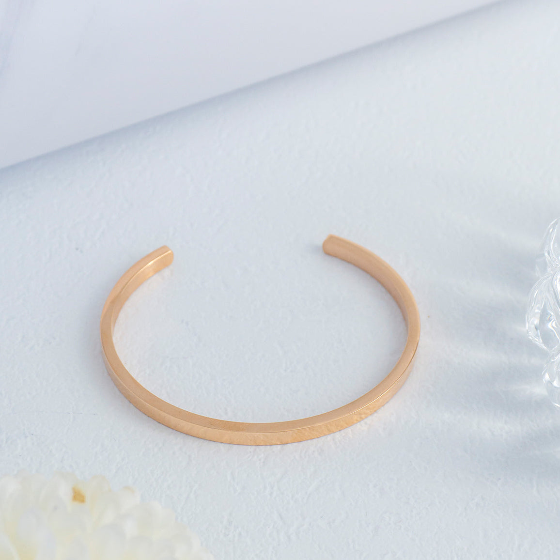 Minimalist Glossy Cuff Bangle Bracelet Stainless Steel PVD Gold Plated Gelang Bangle Hypoallergenic