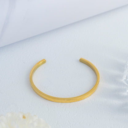 Minimalist Glossy Cuff Bangle Bracelet Stainless Steel PVD Gold Plated Gelang Bangle Hypoallergenic