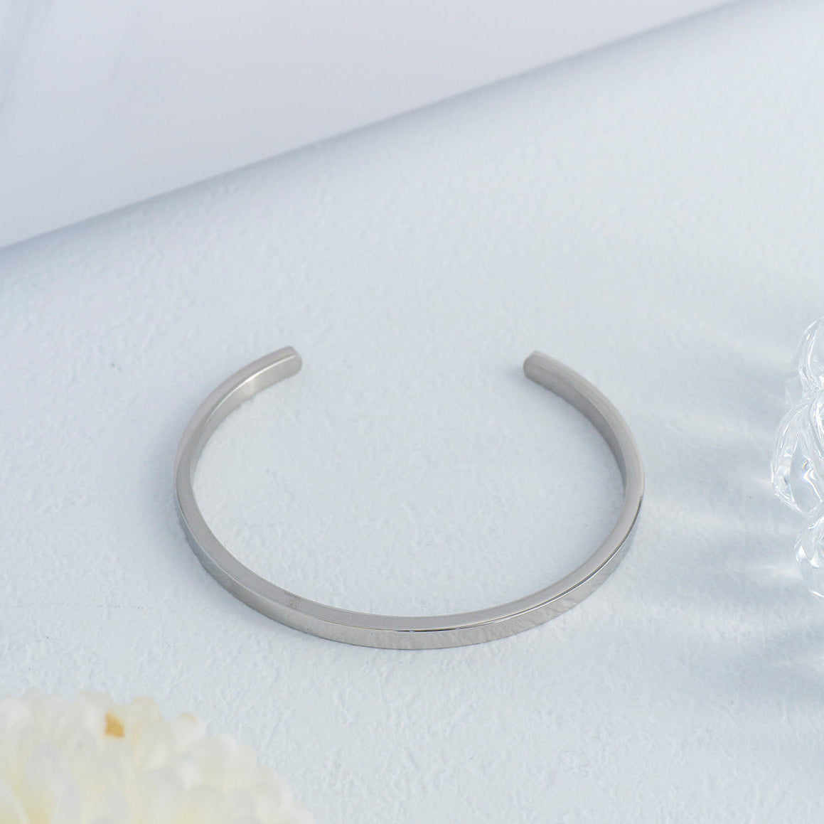 Minimalist Glossy Cuff Bangle Bracelet Stainless Steel PVD Gold Plated Gelang Bangle Hypoallergenic