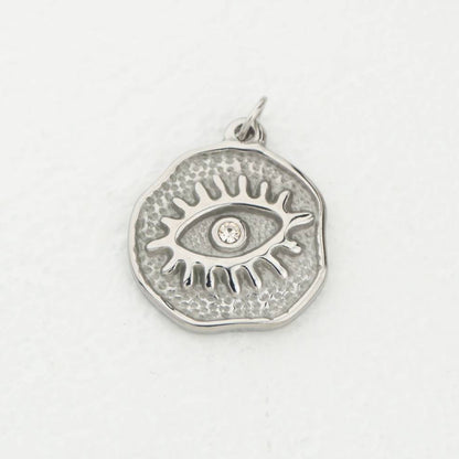(2.2cm) Evil Eye Medallion Charms Stainless Steel PVD Gold Plated Liontin Mata Iblis Hypoallergenic