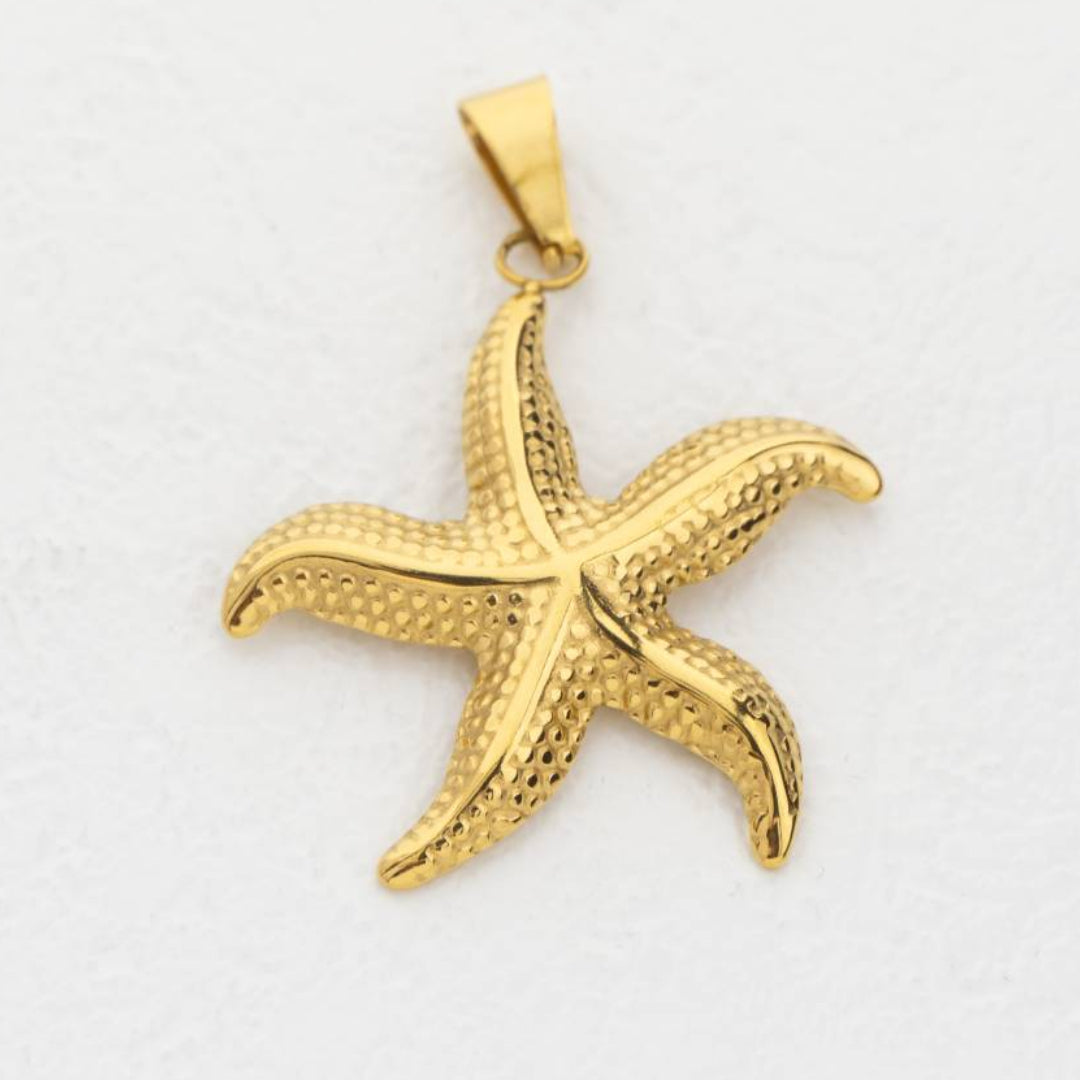 (4.5cm) Big Ocean Starfish Pendant Stainless Steel PVD Gold Plated Liontin Bintang Laut Besar Hypoallergenic