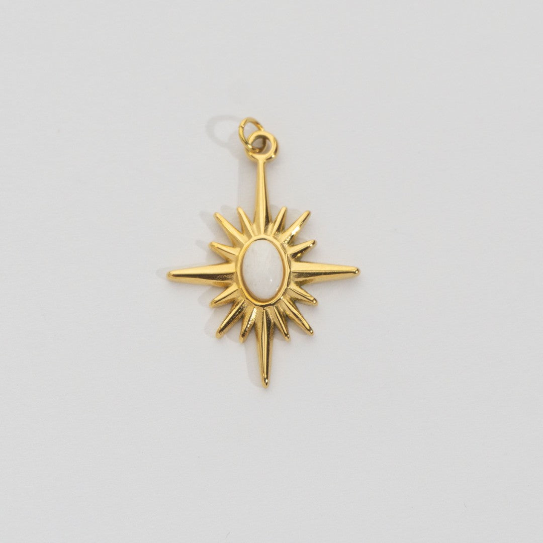 (26mm) Natural Gemstones Star Pendant Stainless Steel PVD Gold Plated Liontin Batuan Alam Bintang Hypoallergenic
