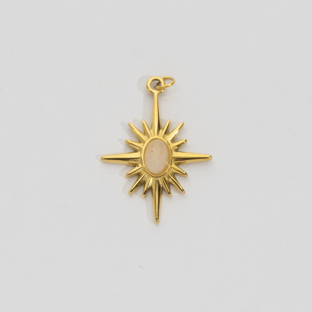 (26mm) Natural Gemstones Star Pendant Stainless Steel PVD Gold Plated Liontin Batuan Alam Bintang Hypoallergenic