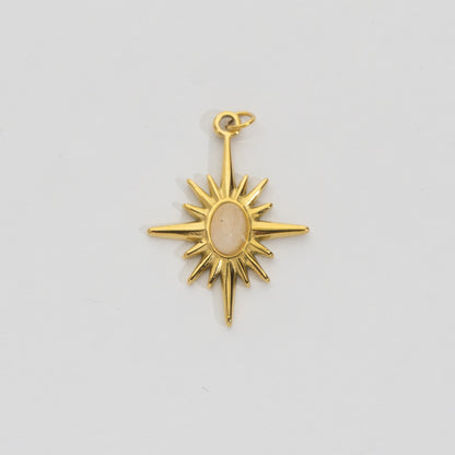 (26mm) Natural Gemstones Star Pendant Stainless Steel PVD Gold Plated Liontin Batuan Alam Bintang Hypoallergenic