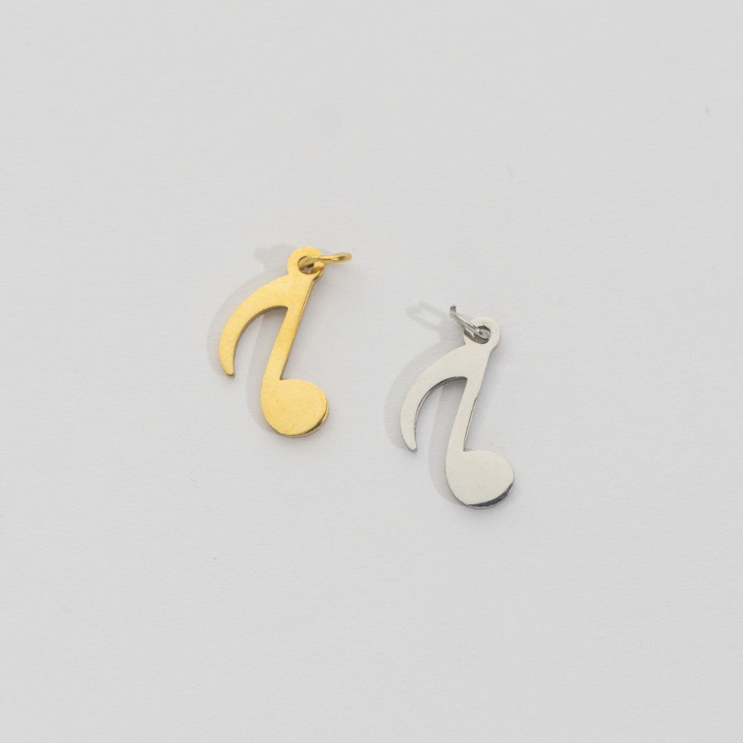 (1.3cm) Eighth Note Musical Charm Stainless Steel PVD Gold Plated Liontin Nada Musik Hypoallergenic