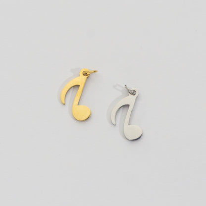 (1.3cm) Eighth Note Musical Charm Stainless Steel PVD Gold Plated Liontin Nada Musik Hypoallergenic