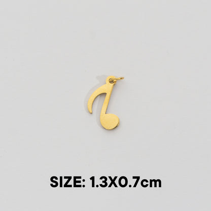 (1.3cm) Eighth Note Musical Charm Stainless Steel PVD Gold Plated Liontin Nada Musik Hypoallergenic
