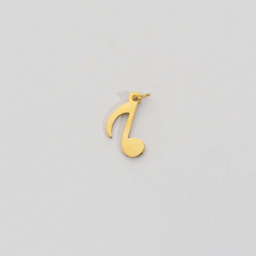 (1.3cm) Eighth Note Musical Charm Stainless Steel PVD Gold Plated Liontin Nada Musik Hypoallergenic