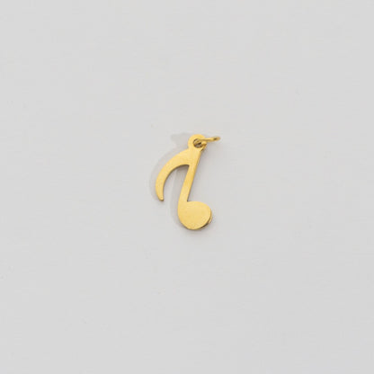(1.3cm) Eighth Note Musical Charm Stainless Steel PVD Gold Plated Liontin Nada Musik Hypoallergenic