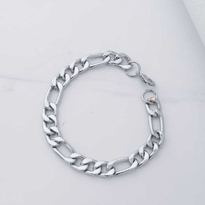 (22cm) Plain Figaro Chain Men's Bracelet Stainless Steel Rantai Gelang Pria Hypoallergenic