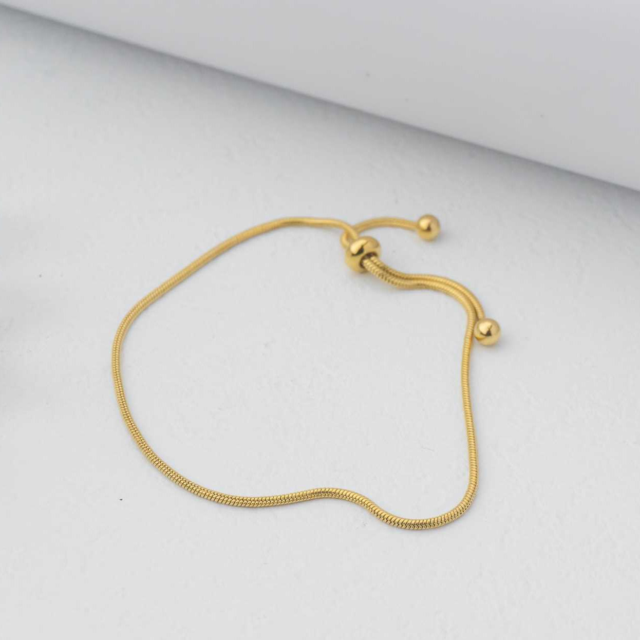 Minimalist Plain Golden Adjustable Bracelet Stainless Steel PVD Gold Plated Gelang Serut Hypoallergenic