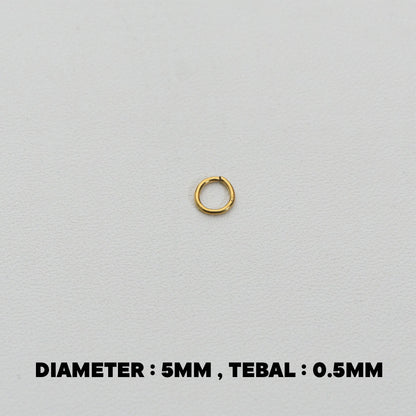 (20 pcs) 5mm Jump Ring O DIY Stainless Steel PVD Gold Plated Ring O bulat Hypoallergenic