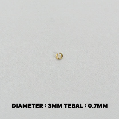 (20 pcs) 3mm Jump Ring O DIY Stainless Steel PVD Gold Plated Ring O bulat Hypoallergenic