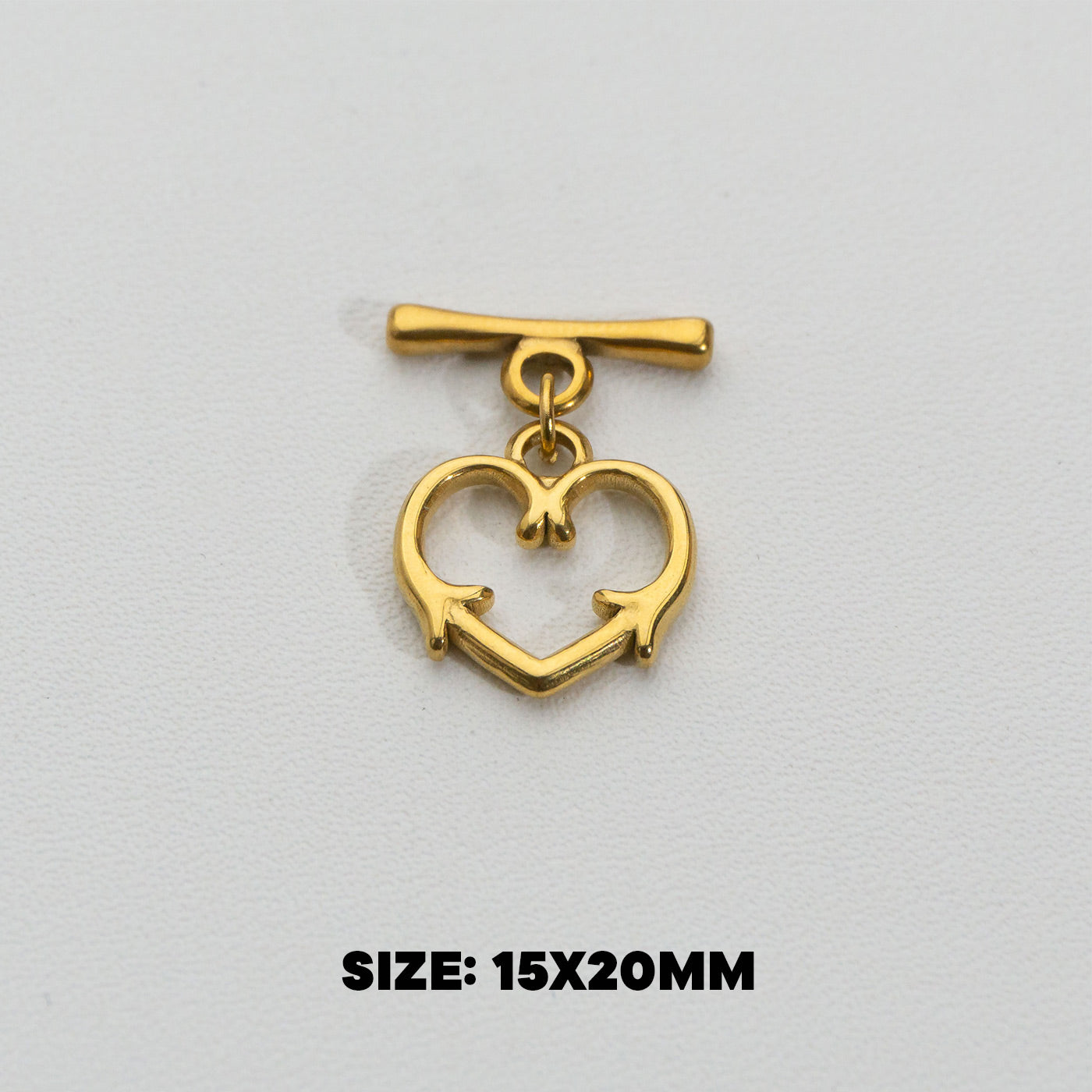 Heart Arrow Toggle Clasp DIY Stainless Steel PVD Gold Pengait Toggle Hati Hypoallergenic