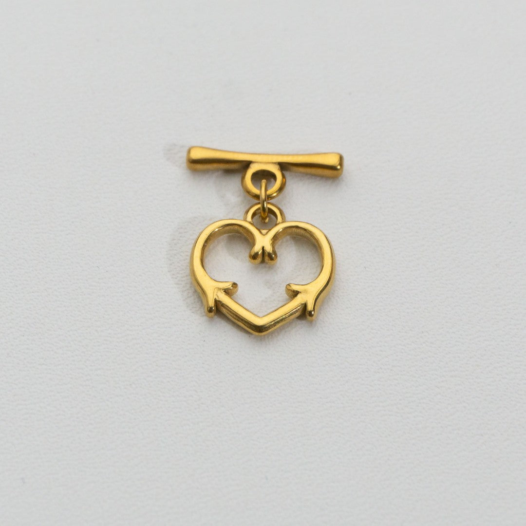 Heart Arrow Toggle Clasp DIY Stainless Steel PVD Gold Pengait Toggle Hati Hypoallergenic