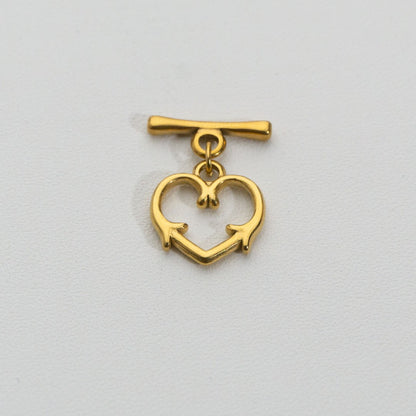 Heart Arrow Toggle Clasp DIY Stainless Steel PVD Gold Pengait Toggle Hati Hypoallergenic