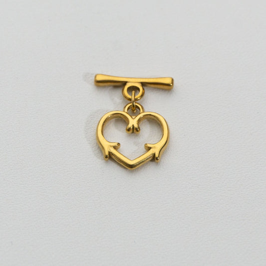 Heart Arrow Toggle Clasp DIY Stainless Steel PVD Gold Pengait Toggle Hati Hypoallergenic
