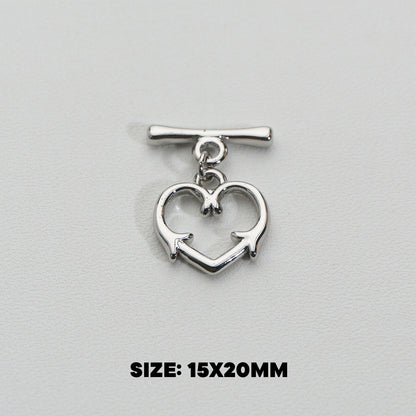 Heart Arrow Toggle Clasp DIY Stainless Steel PVD Gold Pengait Toggle Hati Hypoallergenic