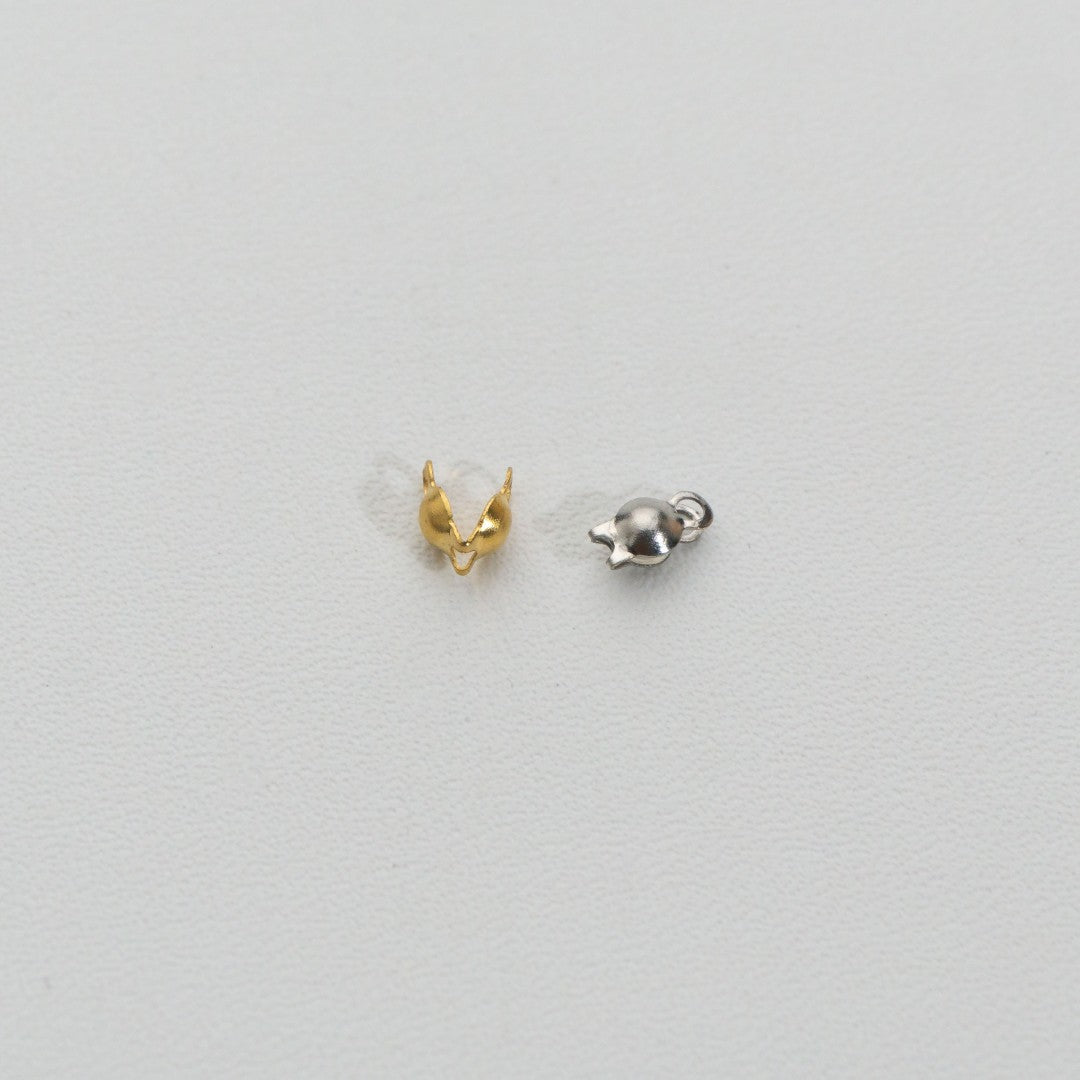 (10pcs) 3mm Crimp Beads Knot Cover DIY Stainless Steel PVD Gold Plated Kodokan Jepit Hypoallergenic