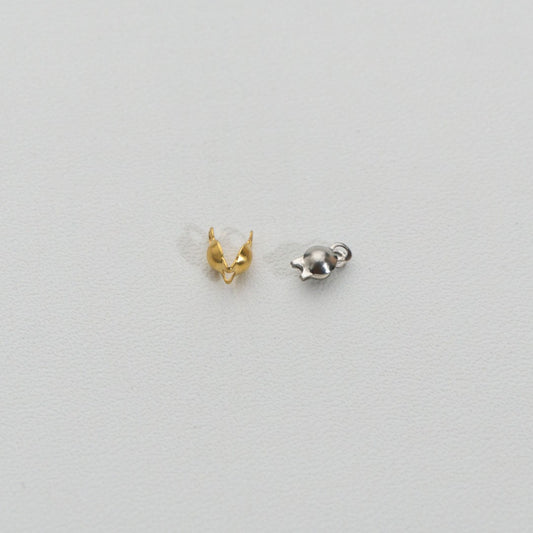 (10pcs) 3mm Crimp Beads Knot Cover DIY Stainless Steel PVD Gold Plated Kodokan Jepit Hypoallergenic
