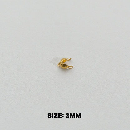 (10pcs) 3mm Crimp Beads Knot Cover DIY Stainless Steel PVD Gold Plated Kodokan Jepit Hypoallergenic