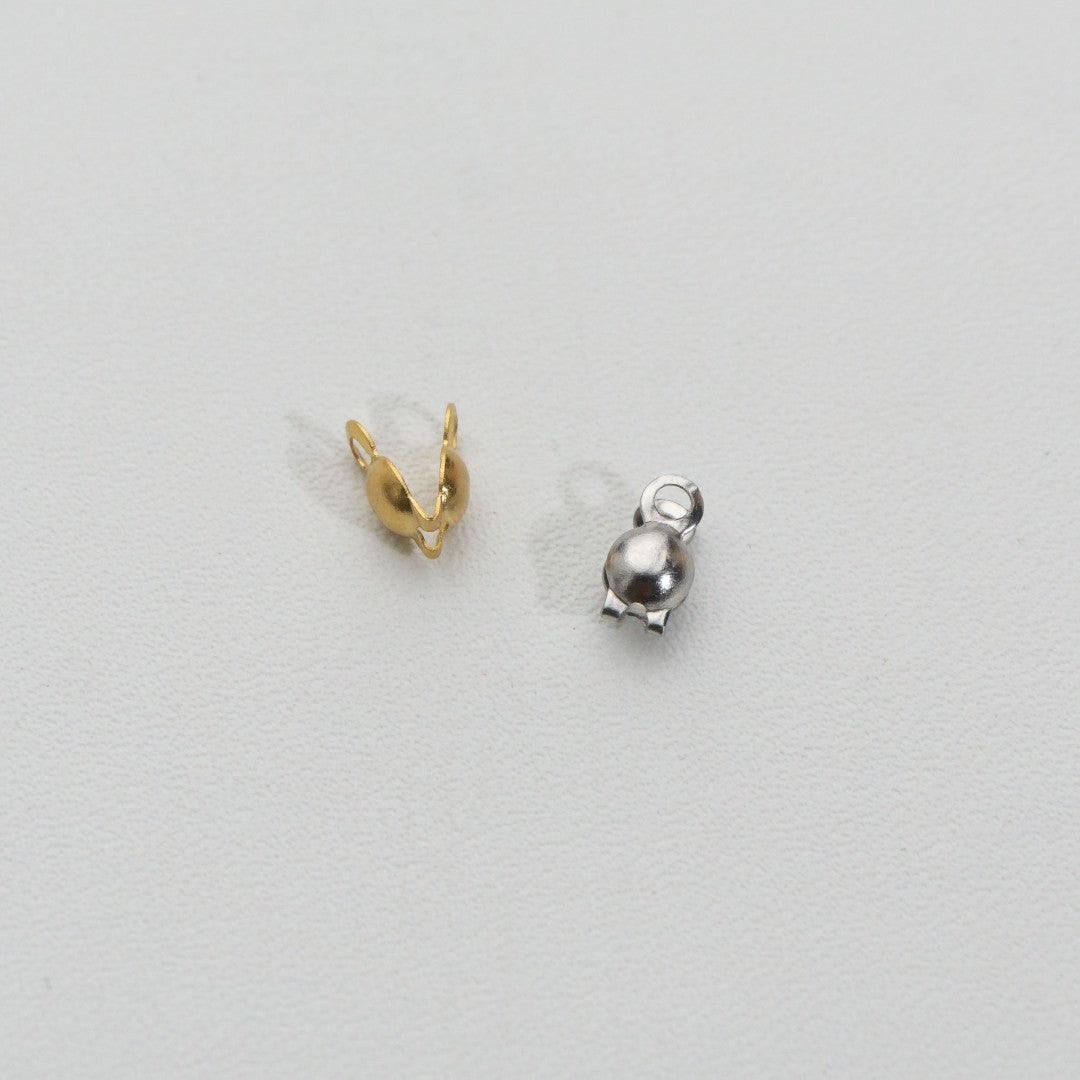 (10pcs) 4mm Crimp Beads Knot Cover DIY Stainless Steel PVD Gold Plated Kodokan Jepit Hypoallergenic