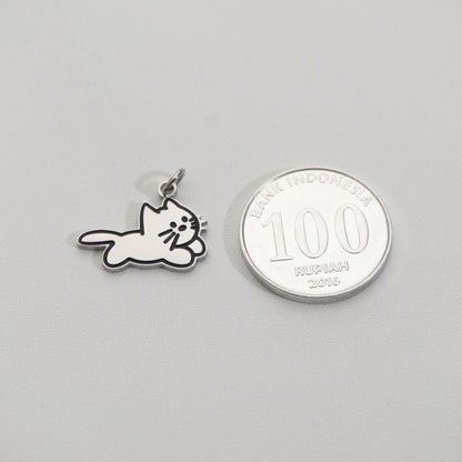 Lazy Cute Cat Pendant Stainless Steel PVD Gold Plated Liontin Kucing Lucu Hypoallergenic