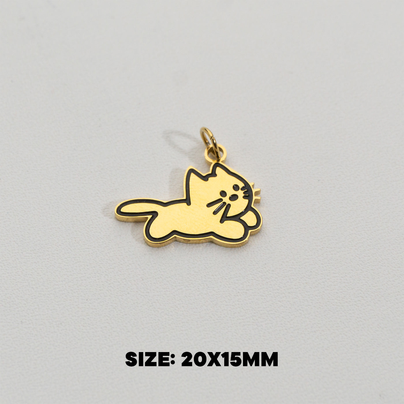 Lazy Cute Cat Pendant Stainless Steel PVD Gold Plated Liontin Kucing Lucu Hypoallergenic